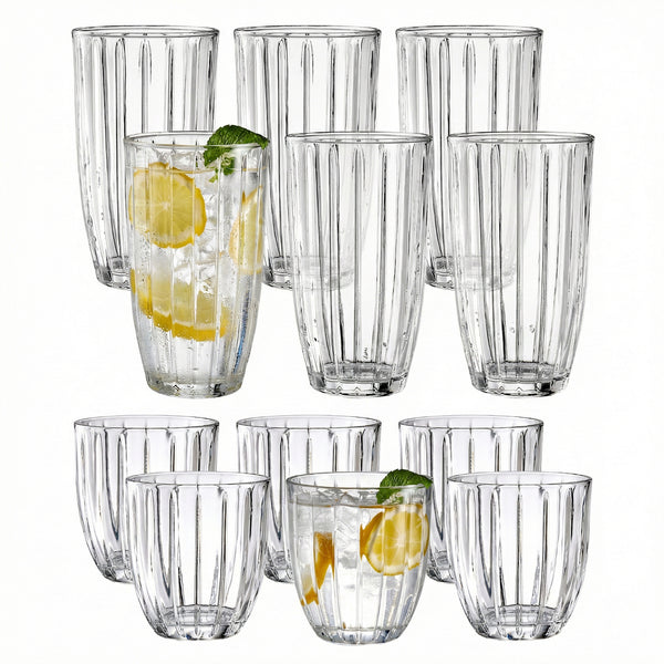 Capri 12-Piece Glassware Set – 6 Coolers (16oz) & 6 DOF Glasses