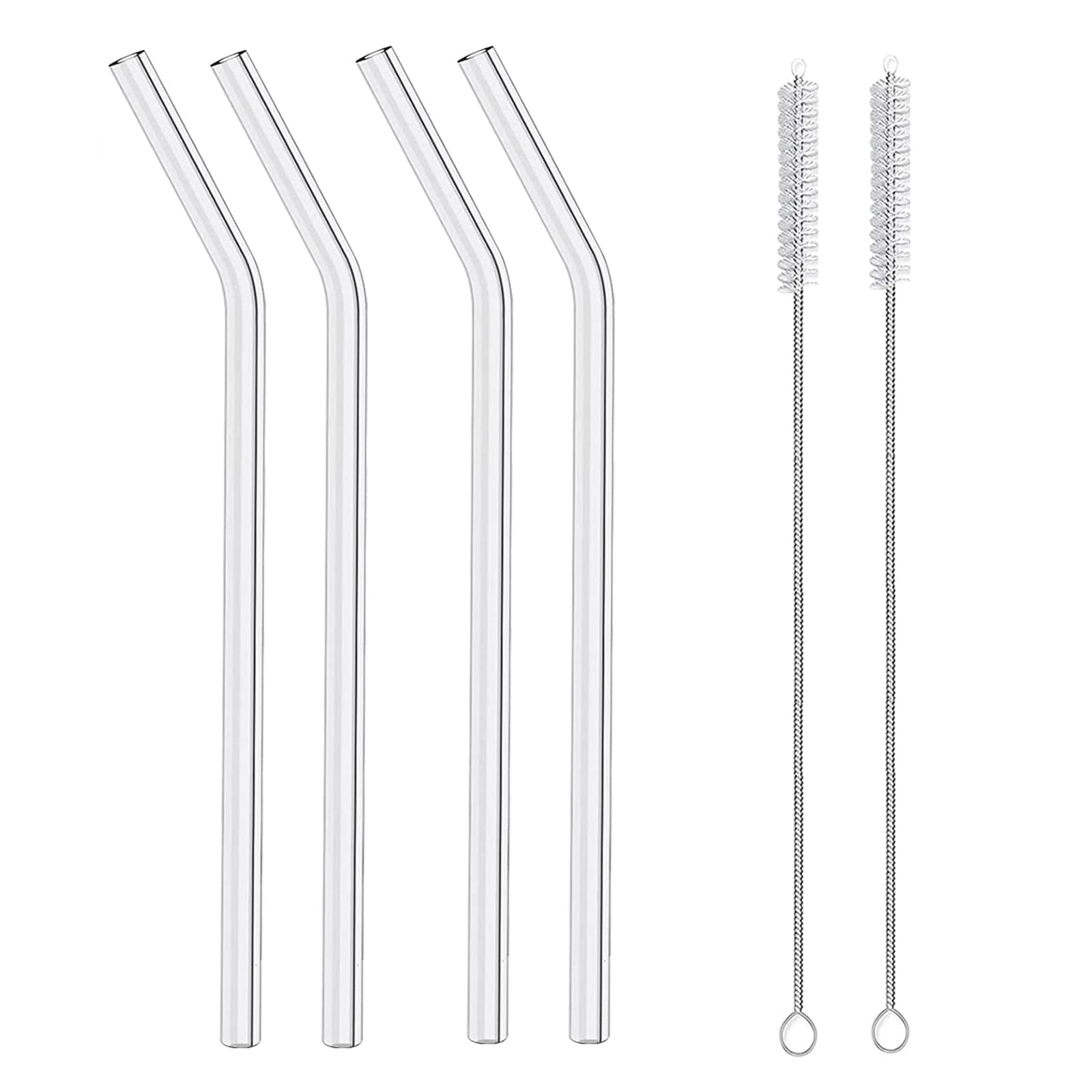 Set of 4 Ribbed Glass Sippers - 18oz. with Bamboo Lid