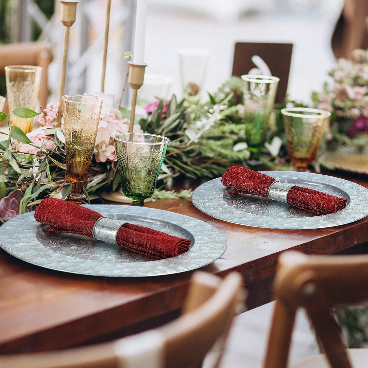 Galvanized Charger Plates | 13-inch Set of 4