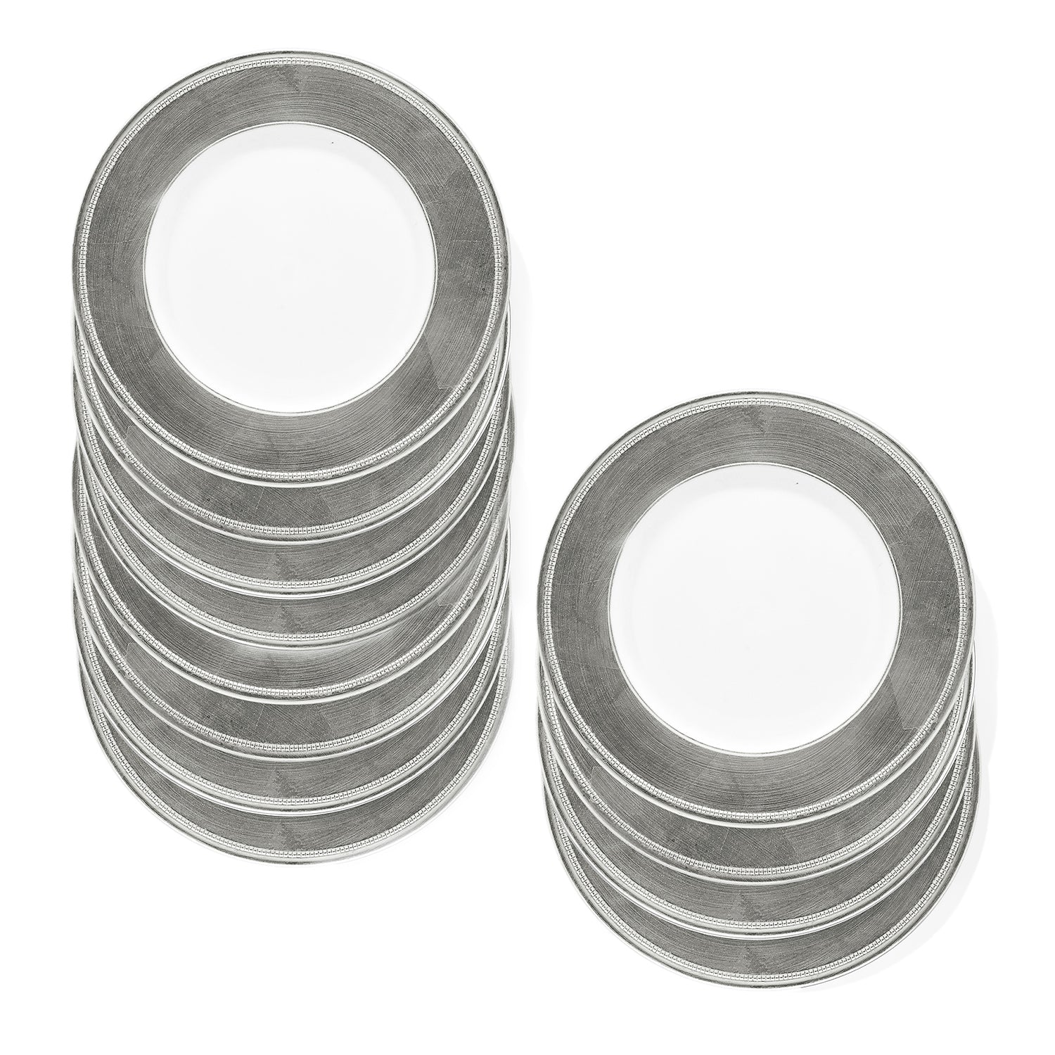 Broken Silver Leaf 12-Piece Set of 12 Chargers 13"D