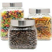 LA MAISON HAMMERED SQUARE 3PC CANISTER SET  75oz, 64oz, 43oz 5.08X5.08X7.87, 6.50, 4.92"H