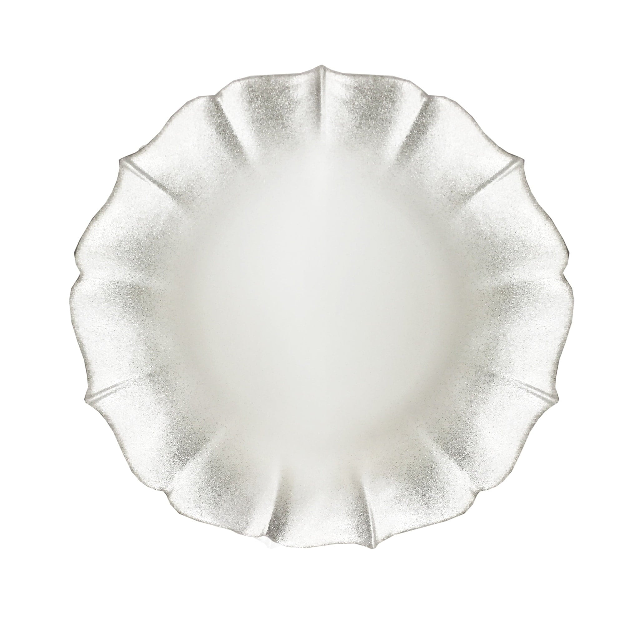 Contessa Silver Glitter Rim with Pearl White Glass Charger Plate